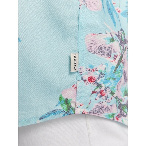 New GUESS Eco Rayon Wild Orchid Shirt SZ L - Picture 5 of 15